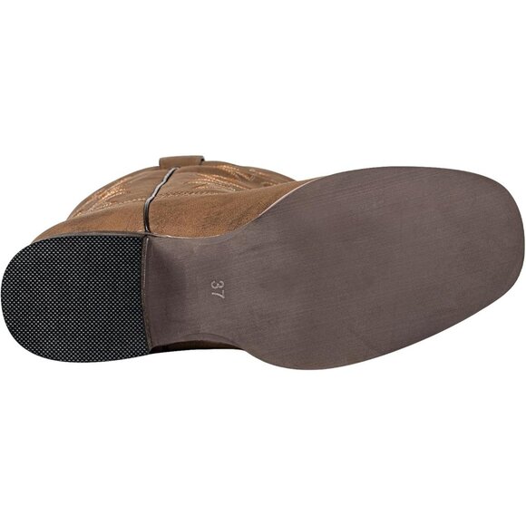 Women's Cowboy Boots Square Toe Western Cowgirl Mid Wide Calf Embroidered Boots - Picture 8 of 8